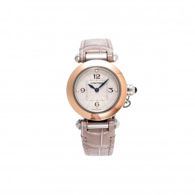 CARTIER PASHA WHITE DIAL 18CT ROSE GOLD AUTOMATIC WATCH W2PA0007